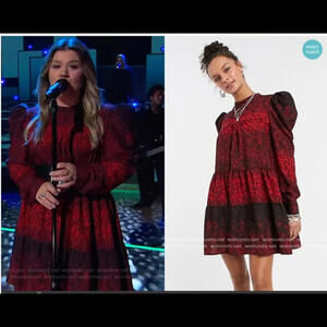 Topshop Dress Size 10 NWT Puff Sleeves Red Black Dark Romantic